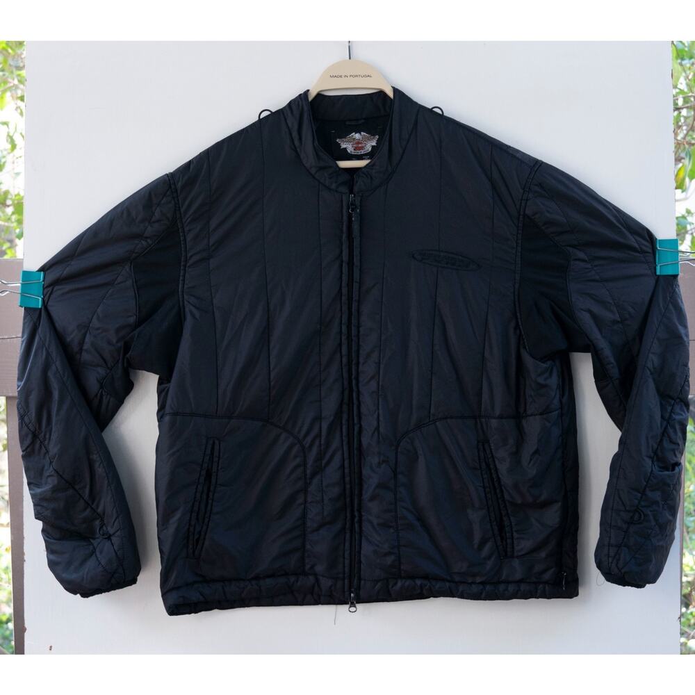Harley Davidson FXRG Jacket Mens XL Black Quilted Coat Full Zip Bomber Biker